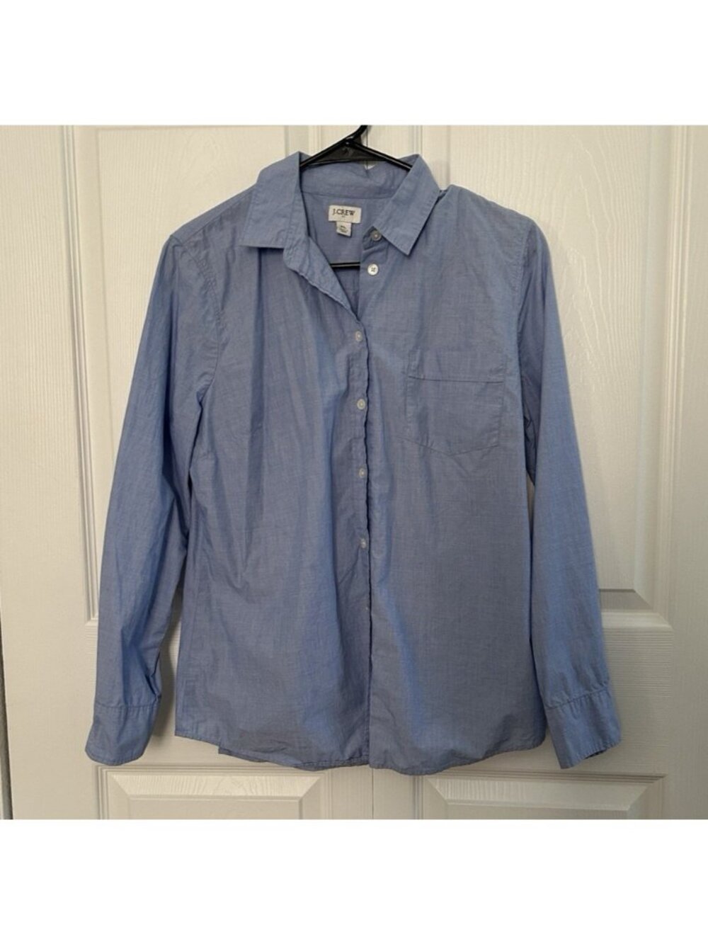 J.Crew Chambray Long Sleeve Button Up Pocket Shirt Denim Lightweight Women's PL